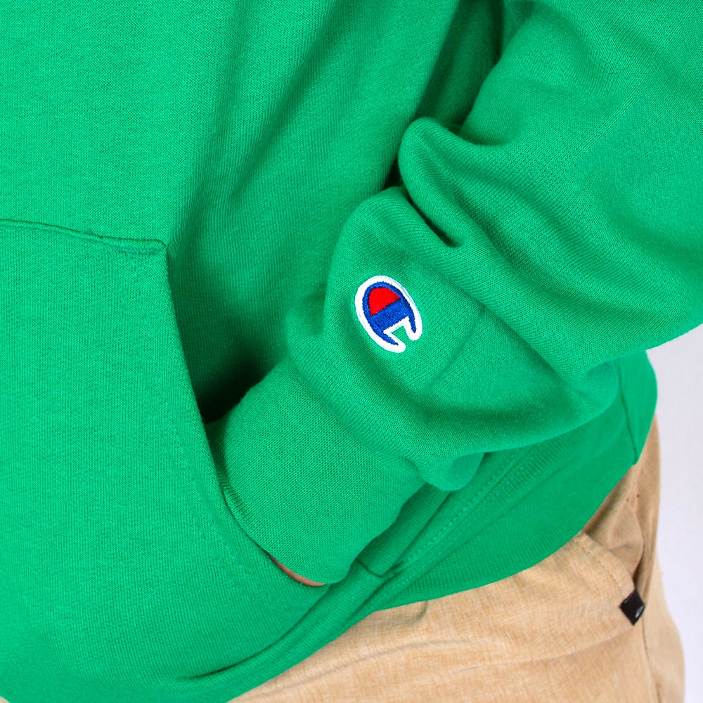 Arched Oregon, Champion, Green, Hoodie, Cotton Blend, Men, Unisex, Fleece, Pullover, Sweatshirt, 942068